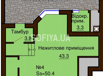 Нежилое помещение 50.4 м/кв - ЖК София