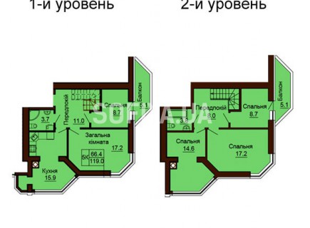Двухуровневая квартира 119 м/кв - ЖК София