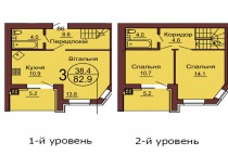 Двухуровневая квартира 82.9 м/кв - ЖК София