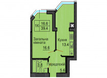 Однокомнатная квартира 39,4 м/кв - ЖК София