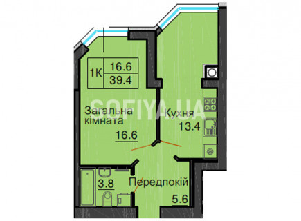 Однокомнатная квартира 39,4 м/кв - ЖК София