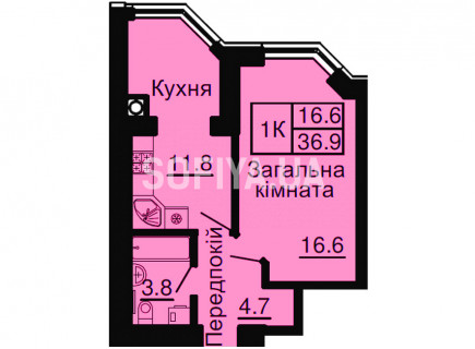Однокімнатна квартира 36,9  м/кв - ЖК София