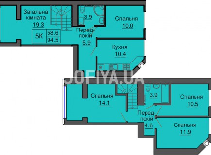 Двухуровневая квартира 94,5 м/кв - ЖК София