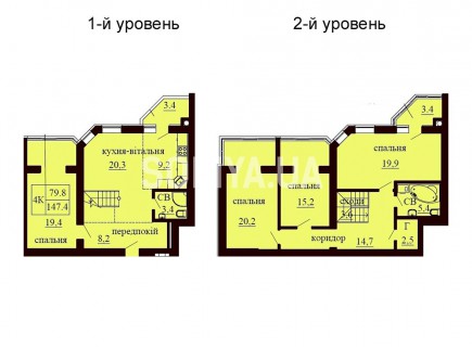 Двухуровневая квартира 147.4 м/кв - ЖК София