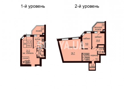 Двухуровневая квартира 116.1 м/кв - ЖК София