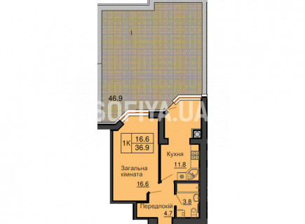 Однокімнатна квартира 36,9 м/кв - ЖК София
