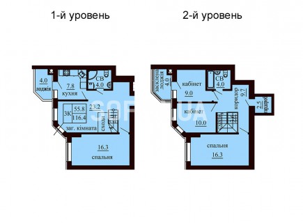 Двухуровневая квартира 116.4 м/кв - ЖК София