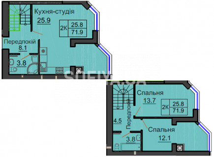 Двухуровневая квартира 71,9 м/кв - ЖК София