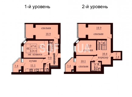 Двухуровневая квартира 124.4 м/кв - ЖК София