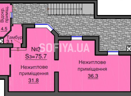 Нежилое помещение 75,7 м/кв - ЖК София