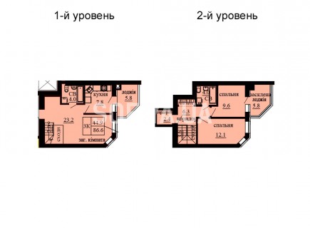 Двухуровневая квартира 86.6 м/кв - ЖК София