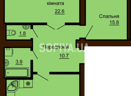 2-х комнатная квартира 76.2 м/кв - ЖК София