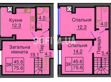 Дворівнева квартира 75,6 м.кв - ЖК София