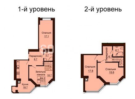 Двухуровневая квартира 111.1 м/кв - ЖК София