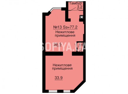 Нежилое помещение 77,2 м/кв - ЖК София