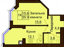 Однокомнатная квартира 35.9 м/кв - ЖК София