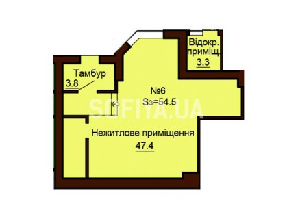 Нежилое помещение 54.5 м/кв - ЖК София