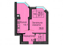 Однокомнатная квартира 37,7 м/кв - ЖК София