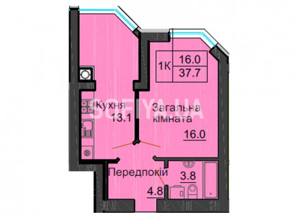 Однокомнатная квартира 37,7 м/кв - ЖК София