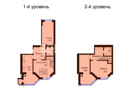 Двухуровневая квартира 115.2 м/кв - ЖК София