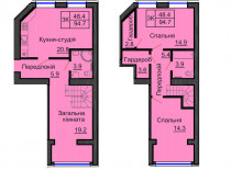 Дворівнева квартира 94,7м.кв - ЖК София