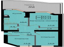 Трехкомнатная квартира 72,2 м/кв - ЖК София