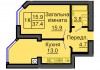 Однокомнатная квартира 37,4 м/кв - ЖК София