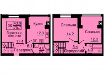 Двухуровневая квартира 75,7 м/кв - ЖК София