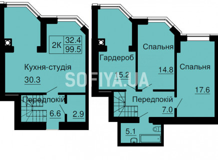 Дворівнева квартира 99,5 м.кв - ЖК София