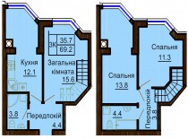 Двухуровневая квартира 69,2 м/кв - ЖК София