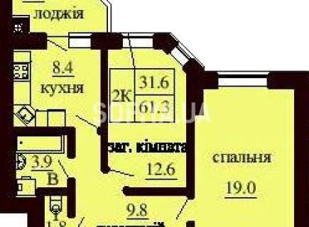 2-х комнатная квартира 61.3 м/кв - ЖК София