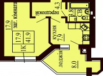 Однокомнатная квартира 41.9 м/кв - ЖК София