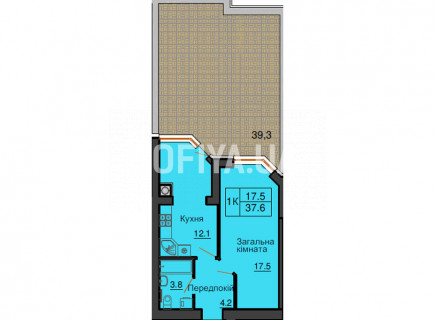Однокімнатна квартира 37,6 м/кв - ЖК София