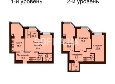 Двухуровневая квартира 114.5 м/кв - ЖК София