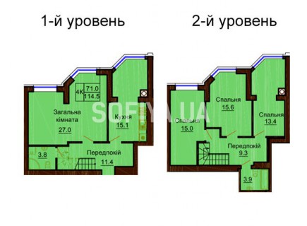 Двухуровневая квартира 114.5 м/кв - ЖК София