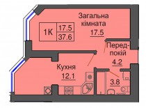 Однокомнатная квартира 37.6 м/кв - ЖК София