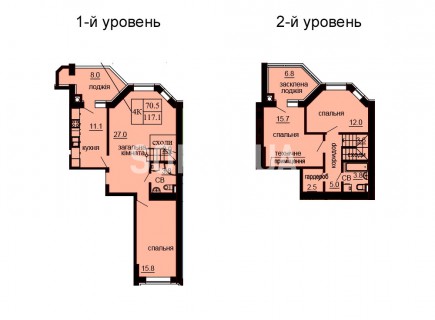 Двухуровневая квартира 117.1 м/кв - ЖК София