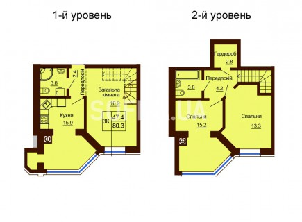 Двухуровневая квартира 80.3 м/кв - ЖК София