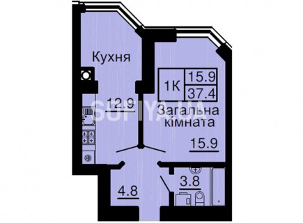 Однокомнатная квартира 37,4 м/кв - ЖК София