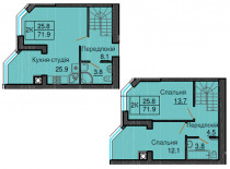 Двухуровневая квартира 71,9 м/кв - ЖК София