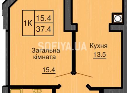 Однокомнатная квартира 37.4 м/кв - ЖК София