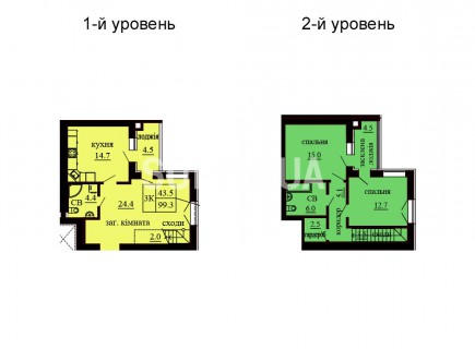 Двухуровневая квартира 99.3 м/кв - ЖК София