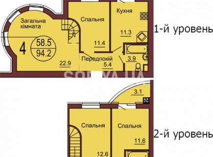 Двухуровневая квартира 94.2 м/кв - ЖК София