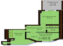 Двухкомнатная квартира 65.3 м/кв - ЖК София