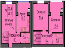 Двухуровневая квартира 75,7 м/кв - ЖК София