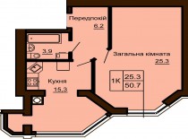 Однокомнатная квартира 50.7 м/кв - ЖК София