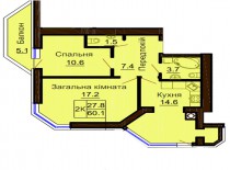 2-х комнатная квартира 60,1 м/кв - ЖК София