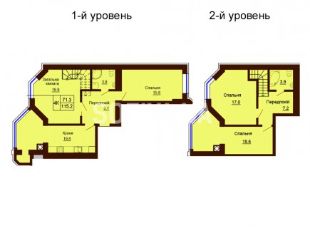 Двухуровневая квартира 115.2 м/кв - ЖК София