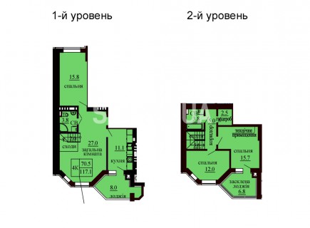 Двухуровневая квартира 117.1 м/кв - ЖК София