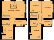 Двухуровневая квартира 107,6 м/кв - ЖК София